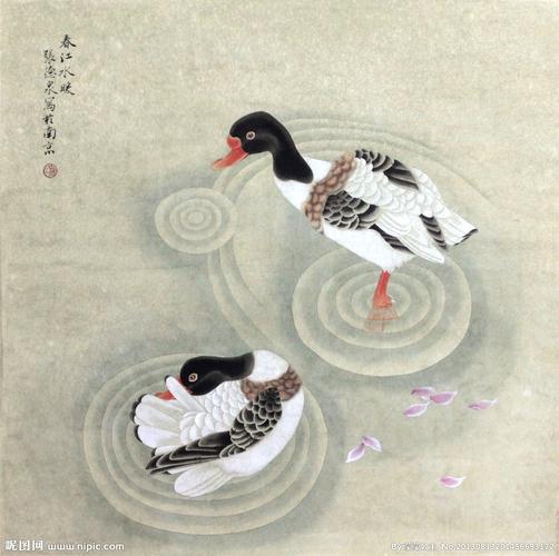 鸭子戏水设计图__绘画书法_文化艺术_设计图库_昵图网