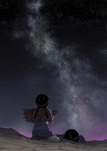 女孩仰望星空唯美背影