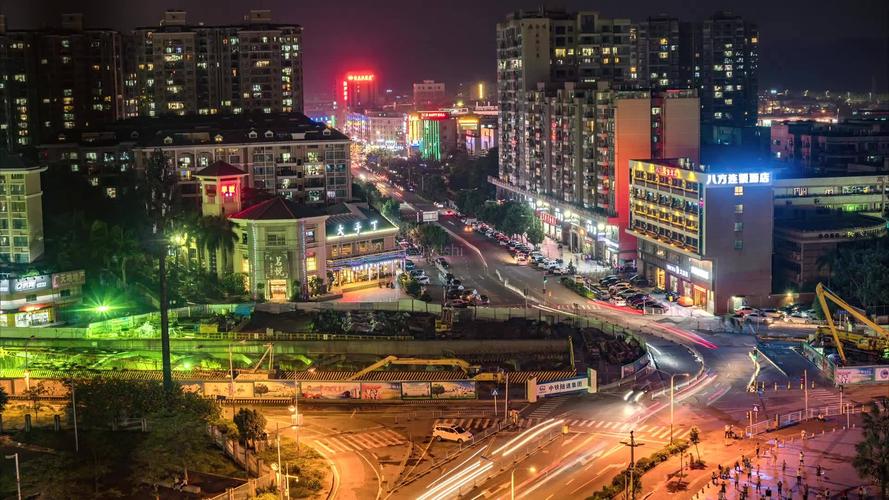深圳光明区公明街道夜景延时