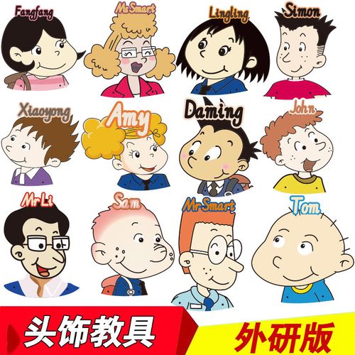 外研版小学英语头饰ppt教具人物头像公开课课件优质课