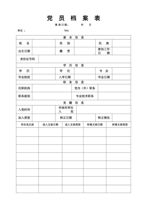 党员档案信息表