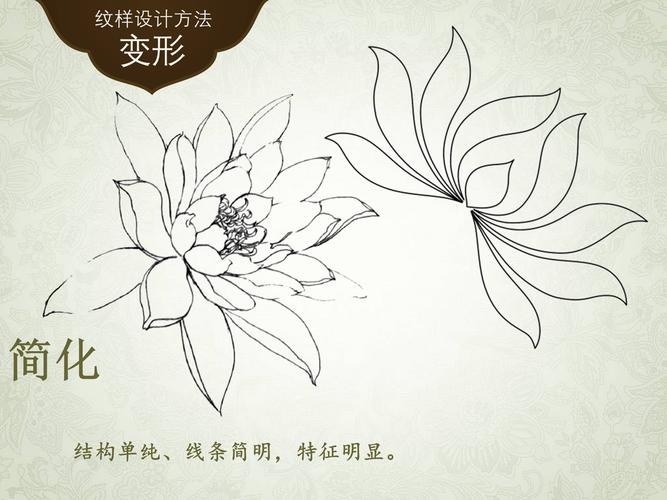 适当采用简化,夸张,几何化等变形方法,配合点,线,面的装饰,创作花卉