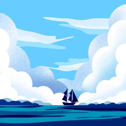 海上日出_瓶盖儿gonga__插画师作品_涂鸦王国gracg.com