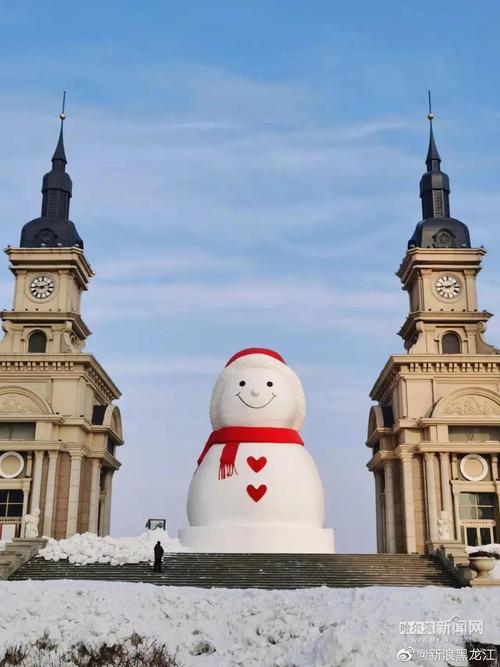 哈尔滨音乐公园雪人回来了185米高的大雪人上线
