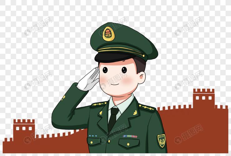 免抠元素 手绘/卡通元素 敬礼的军人.psd