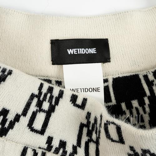 we11done 2020新款 字母logo老花设计 高腰直筒阔腿开叉 针织长裤