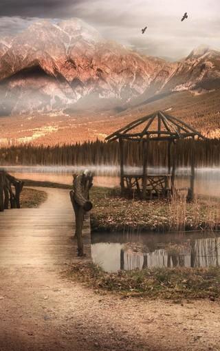 唯美朴素的林间小屋图片壁纸