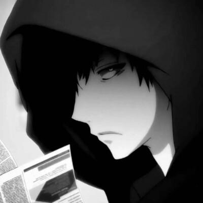 扣扣头像男生黑白动漫头像带字伤感