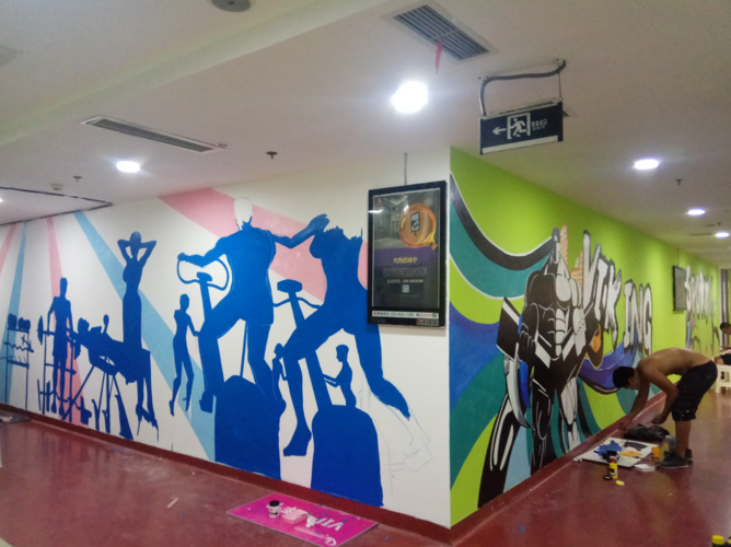 健身房墙绘画什么好?