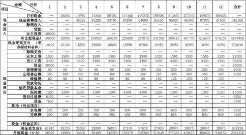 现金流量计划表