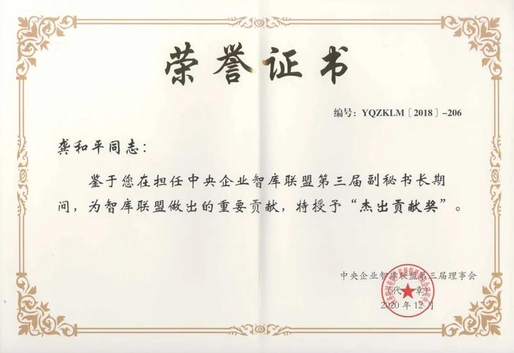 杰出贡献奖荣誉证书