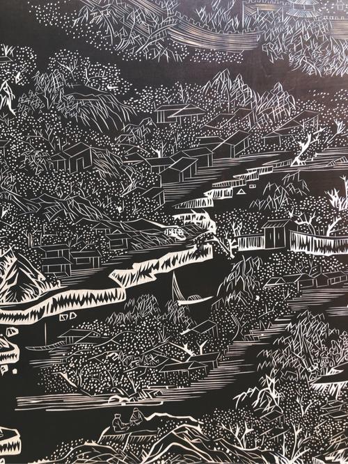 手工雕刻黑白木刻版画风景定制_木刻_风景_唯物怎么样