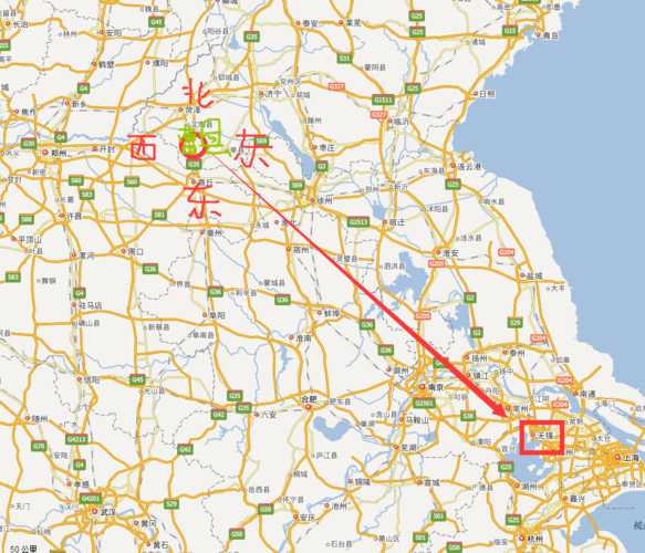 无锡在菏泽曹县的东南方向还是西南方向