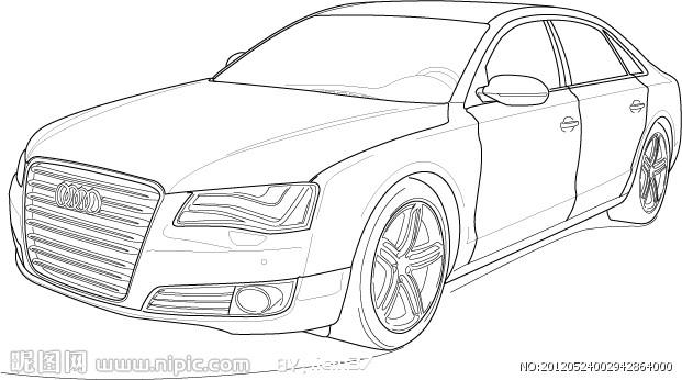 汽车 奥迪 a8 线稿图片