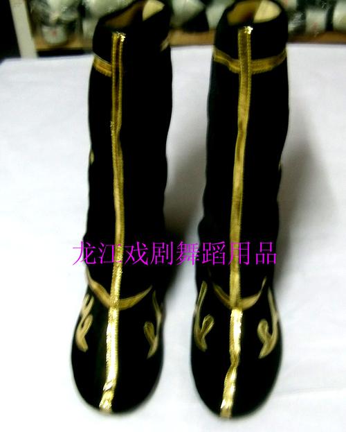 戏剧戏曲秧歌表演舞台用品鞋子,将军武生演出靴子,打鼓靴