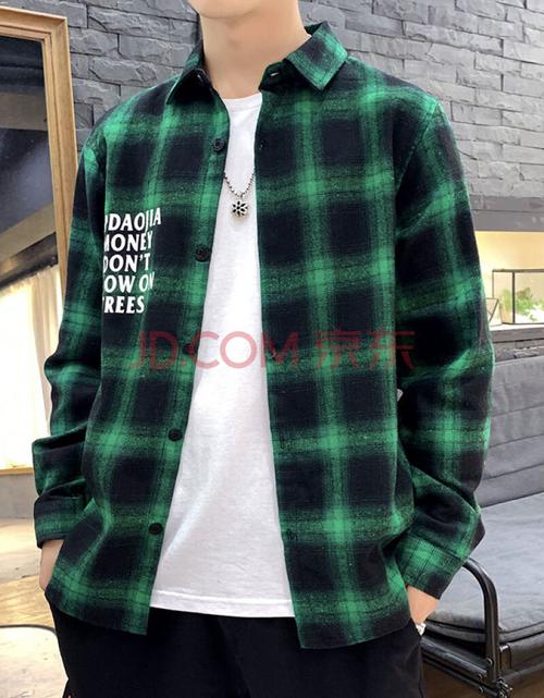 锋锋珊珊春季青少年格子衬衫大码潮流初中高中学生男外穿衫衣春装外套