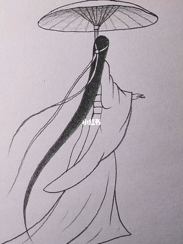 古风美女背影简笔95_古风_美女_简笔画_文化_绘画