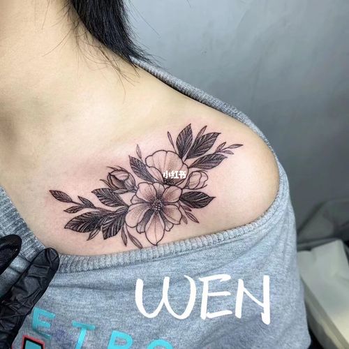 素花纹身|锁骨纹身|小清新纹身|莆田纹身_纹身_小清新
