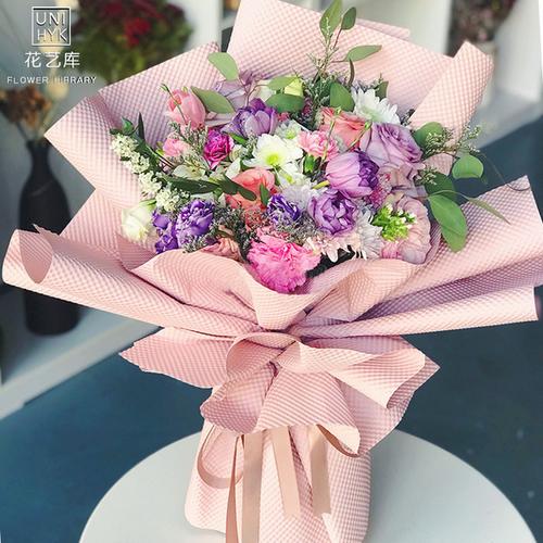 高档创意鲜花包装材料花店包花纸 七夕新款立体压纹花束包装纸