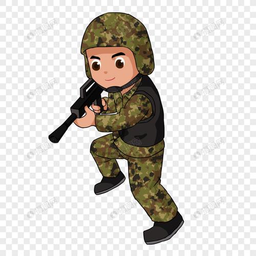 卡通军事训练射击