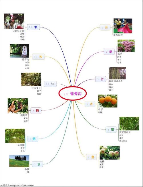 小学二年级语文 10 葡萄沟(修订版)思维导图