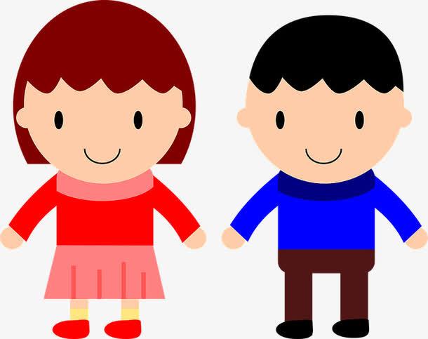 关键词 : 小女孩,小男孩,红色,蓝色,手绘