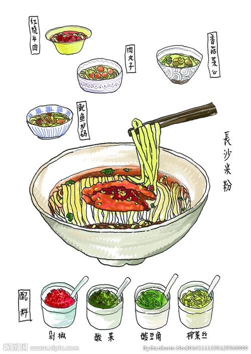 手绘长沙米粉面图片
