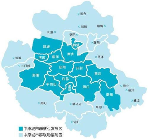 下面是中原城市群的地图,可以看出河南省的各个地级市已经形成了合力