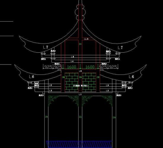 双层六角亭结构图图片