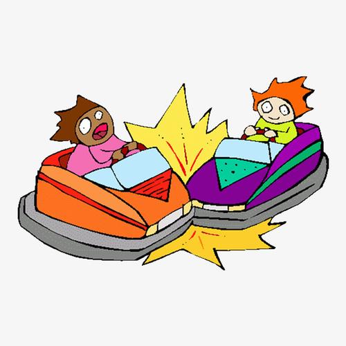 卡通碰碰车碰撞插画免抠