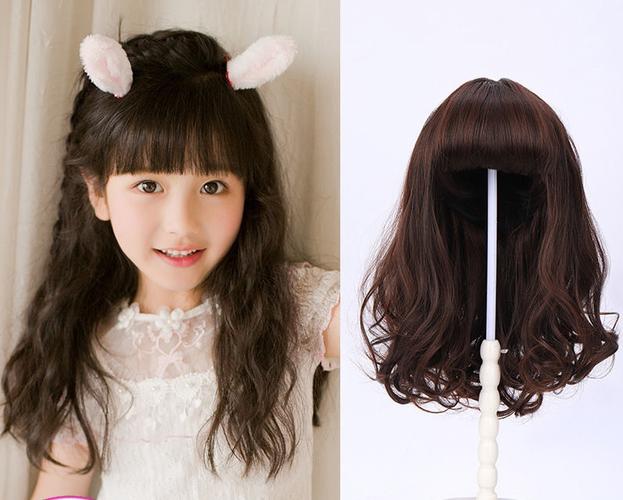 儿童假发女头饰女童发套全头宝宝公主可爱造型拍照长卷发仿真头套