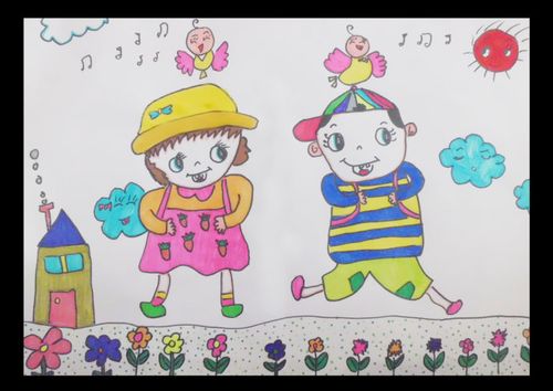 我的绘画作品——上学路上