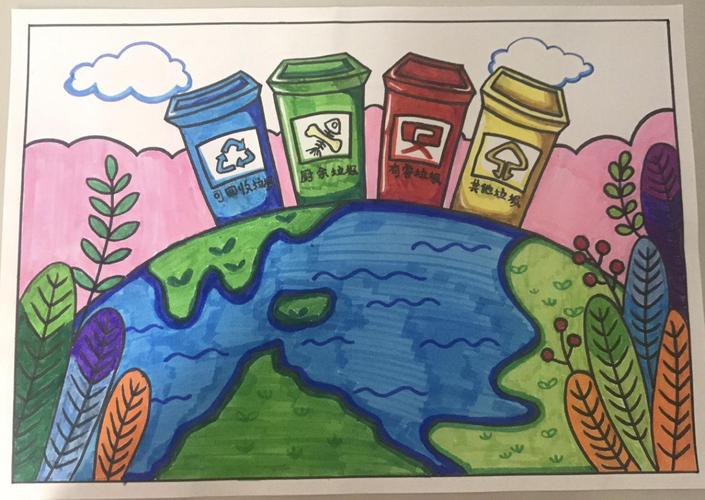 同学们通过学习垃圾分类知识,绘制手抄报及宣传画.