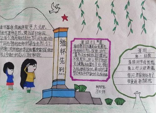 网上祭英烈手抄报,清明朵朵鲜花祭英烈