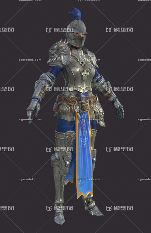 pbr中世纪 欧洲铠甲 皇家骑士 女骑士 女战士 女护卫 骑士铠甲 盔甲