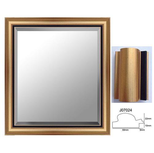 华仑生产出口现代室内装饰画高分子镜框条照片墙香槟金卫浴镜32x36