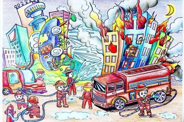 2021年暑假美术作业食品安全和消防安全主题儿童画作品