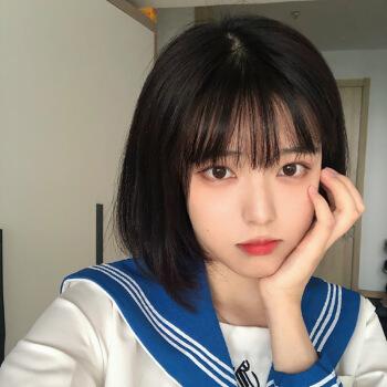 假发女短发韩式空气刘海bobo头蓬松修脸假发头套浅粉色