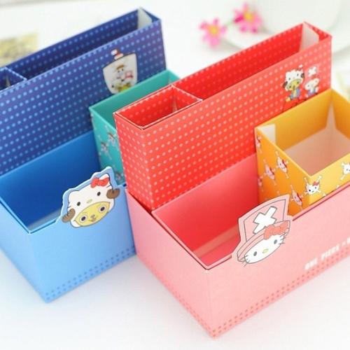 七彩雨日本款可爱乔巴图案学生办公用品桌面纸质收纳盒