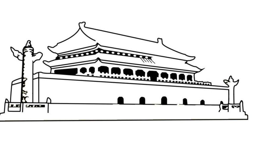 北京天安门简笔画图片_简笔画天安门图像