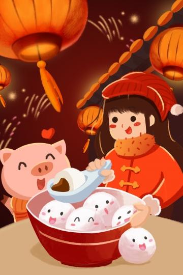 元宵节的手绘贺卡手绘元宵节贺卡