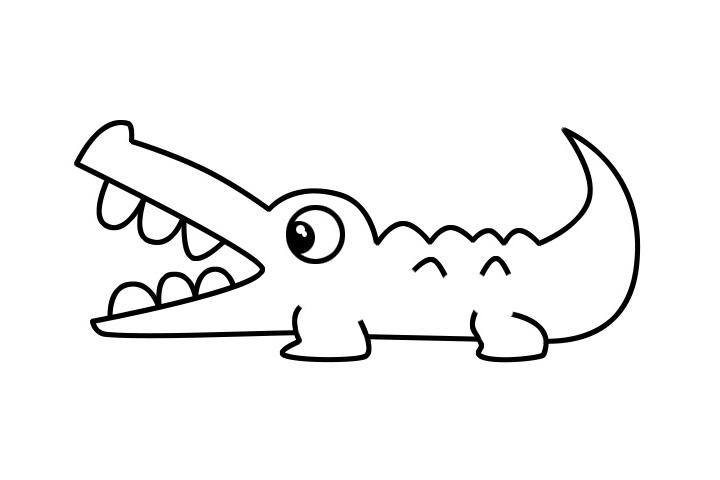张大嘴巴的鳄鱼简笔画