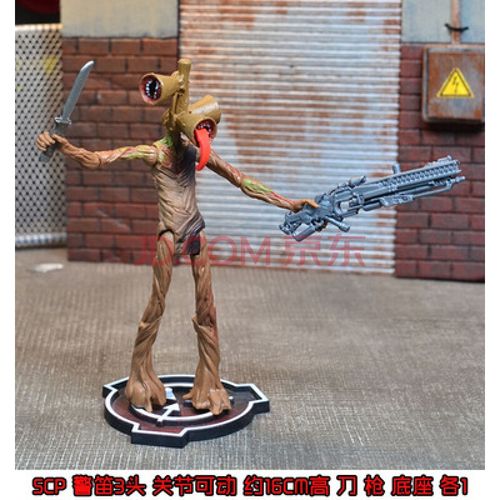 警迪头汽迪人怪物玩具汽笛人scp警笛头模型基金会积木