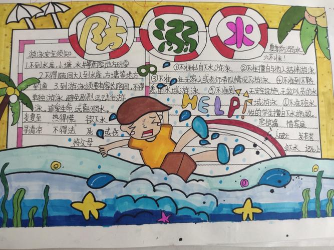 预防溺水,珍爱生命——大水田乡小学举办"防溺水"手抄报,绘画比赛