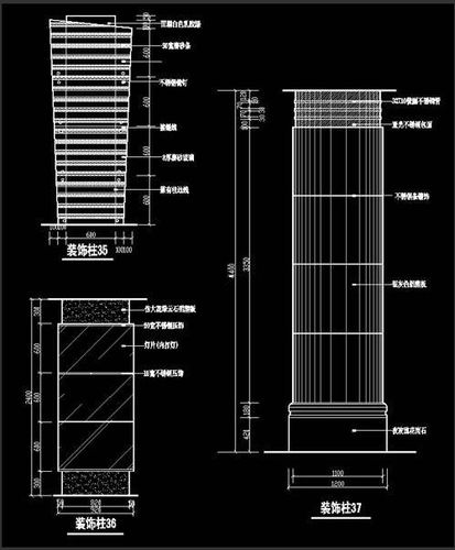 室内装修设计施工图-装饰柱cad-z12