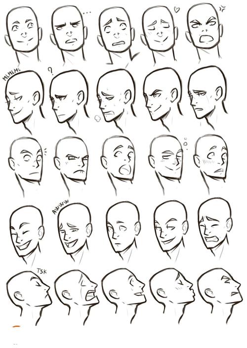 动漫人物头部素材适合练表情和角度
