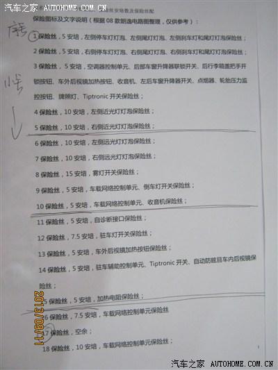 08款朗逸16品轩自动款保险丝数据对照表确认无误