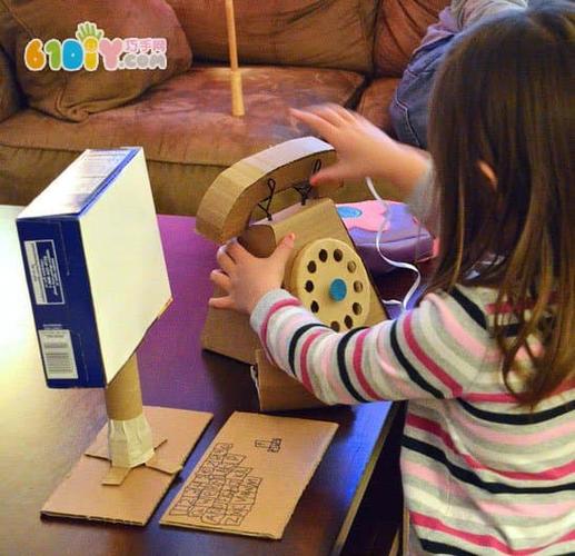 自制儿童玩具 废纸板制作老式电话机_巧巧手幼儿手工网