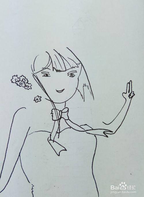 怎样画简笔画"长发飘飘的小女孩"?