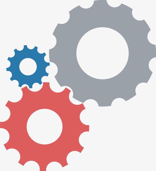 矢量创意设计灰色齿轮形图蓝色描边矢量卡通齿轮